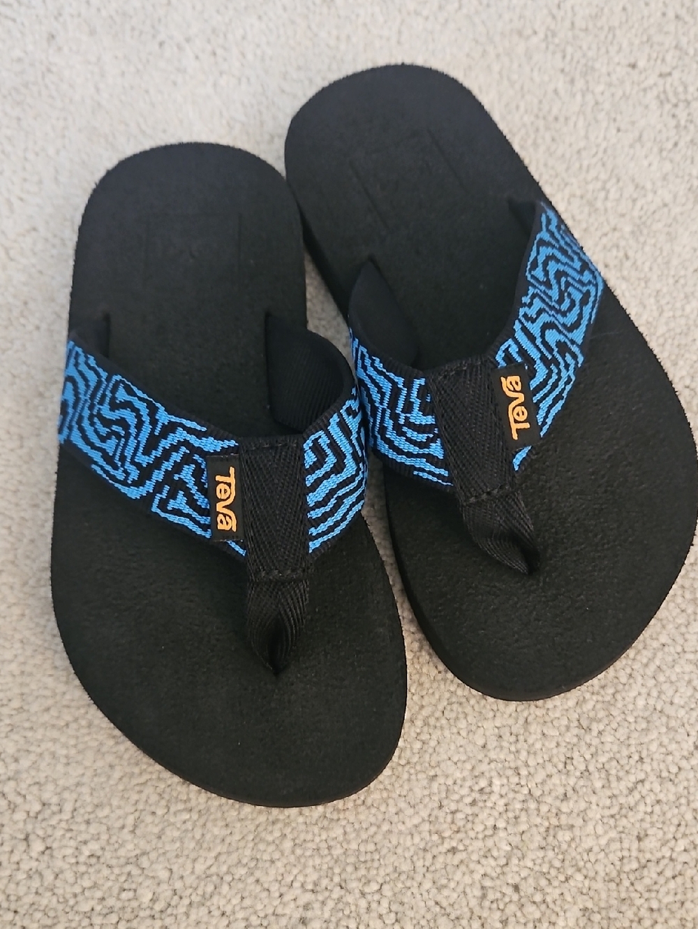 Teva Black Sandals with Blue Geometric Straps